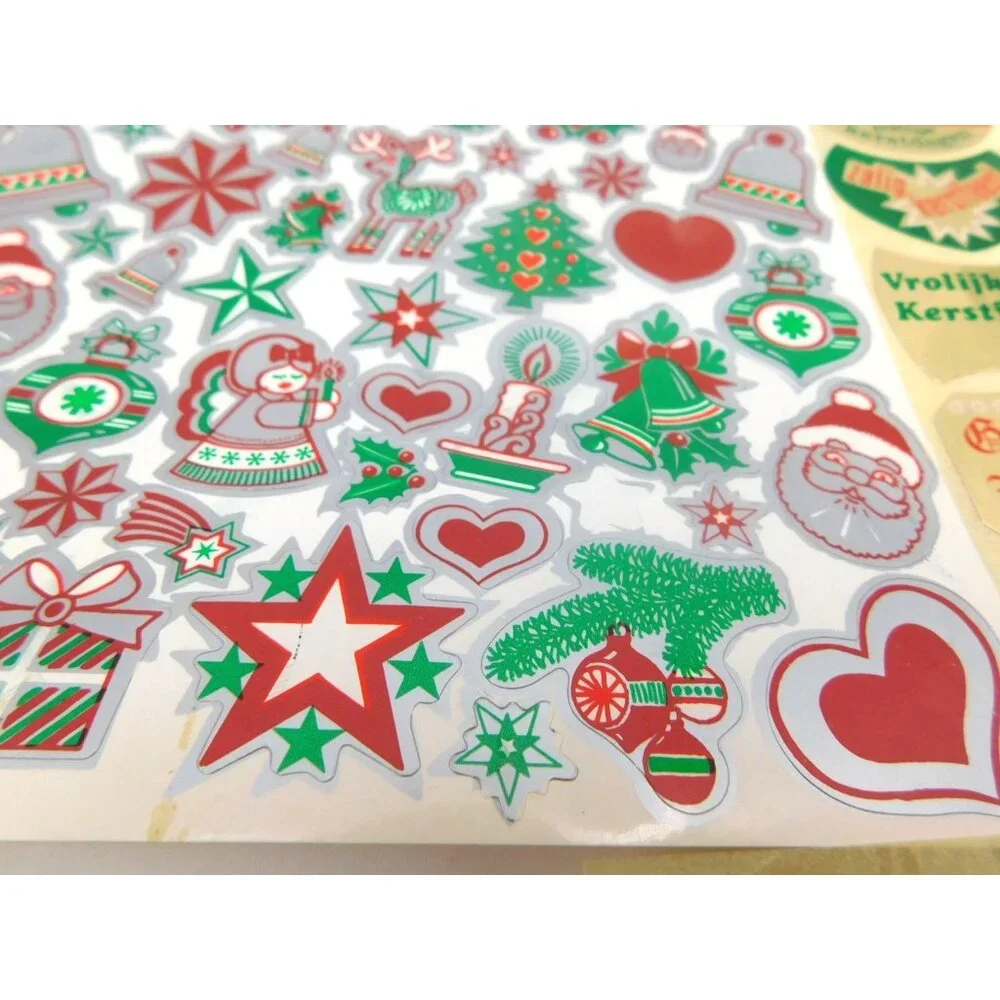 Lot of Vintage German Christmas Stickers 1983 Kerststickers Noel Gold Shiny